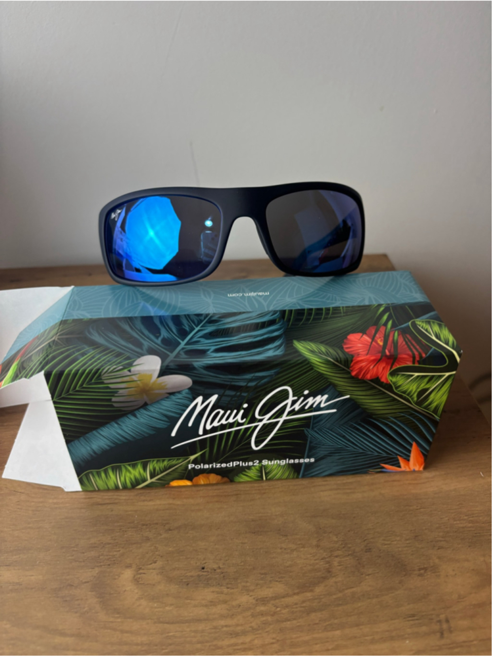 Men's Maui Jim Peahi Polarized Sunglasses One Size Black Blue mirrored